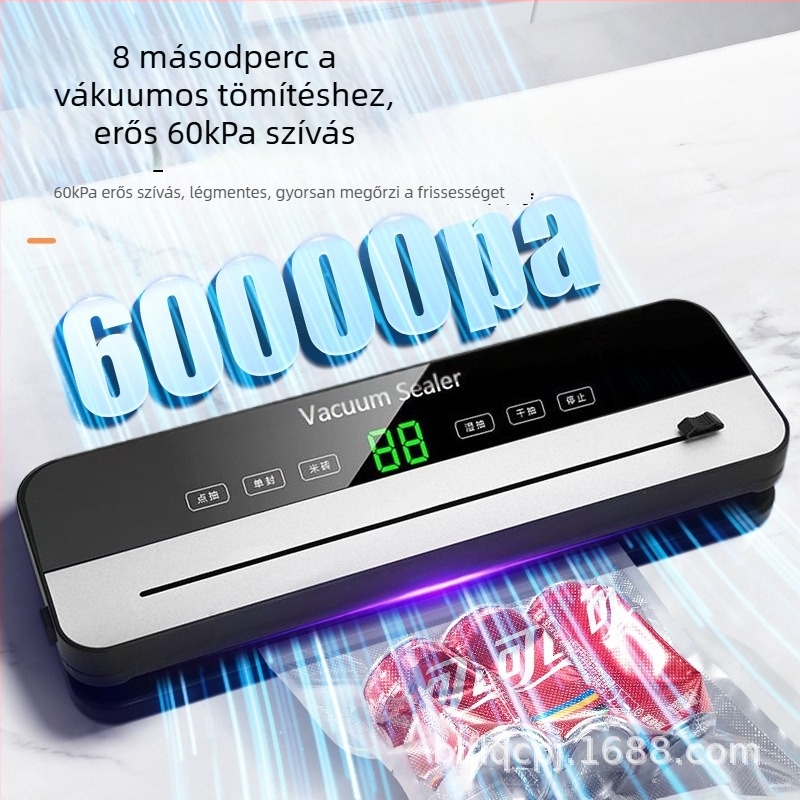 Késekkel ellátott vákuumcsomagológép – kétirányú használat: száraz és nedves, 200W, 220V, kapacitás >2000 ml