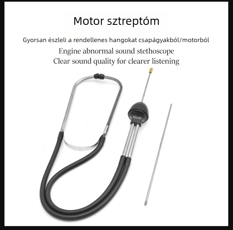 Autó sztetoszkóp rozsdamentes acélból motorhiba-diagnosztikához és rendellenes zajok észleléséhez, autójavító eszköz