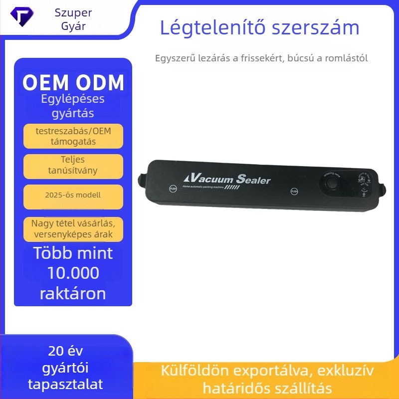 Hordozható vákuumzáró készülék – Modell 168, ABS ház, 50 W, 220 V, vákuumzáró funkció.