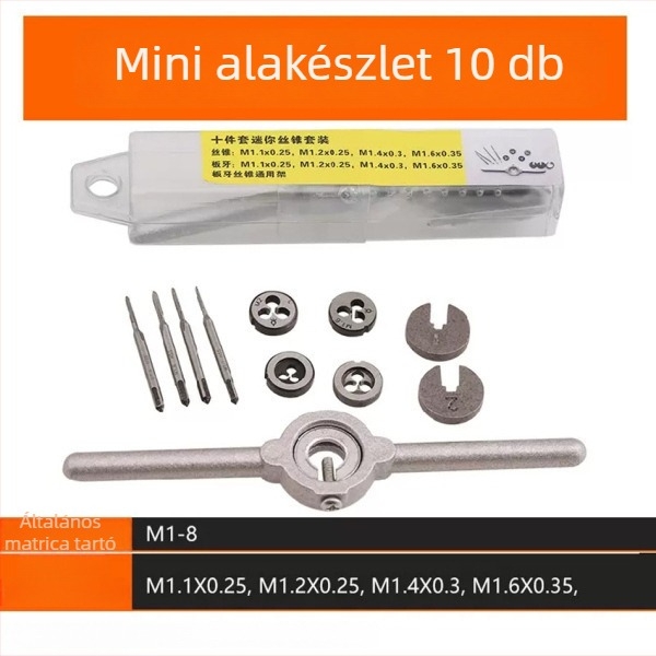 15/10/8 darab mini metrikus menetkészlet kézi menetkulccsal