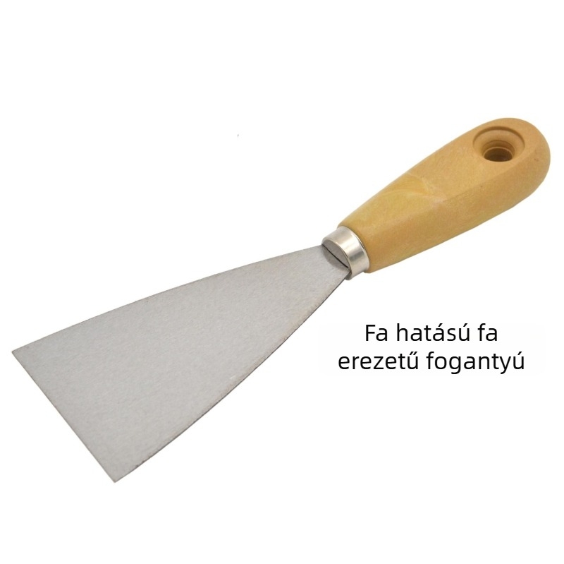 Glettelő kés karbon acél penge és műanyag nyéllel – fa mintázatú markolat, tisztító spatula, asztalos eszköz
