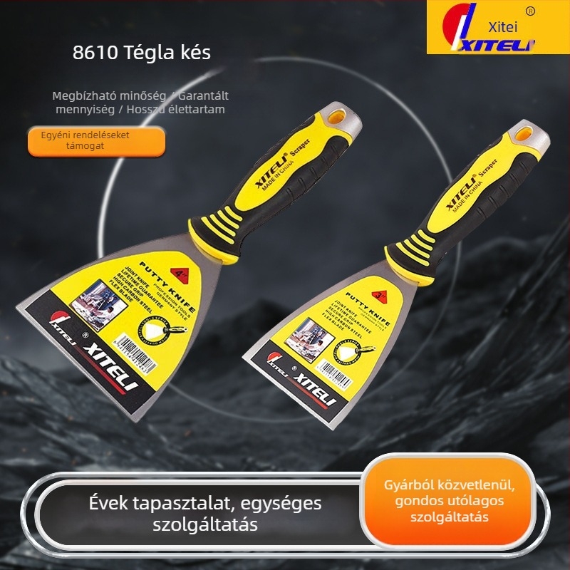 Glettkés autólemezhez és falakhoz – penge 55# acélból, nyél TPR műanyagból, két nyélváltozat, Hitley márka, dekorálásra és tisztításra