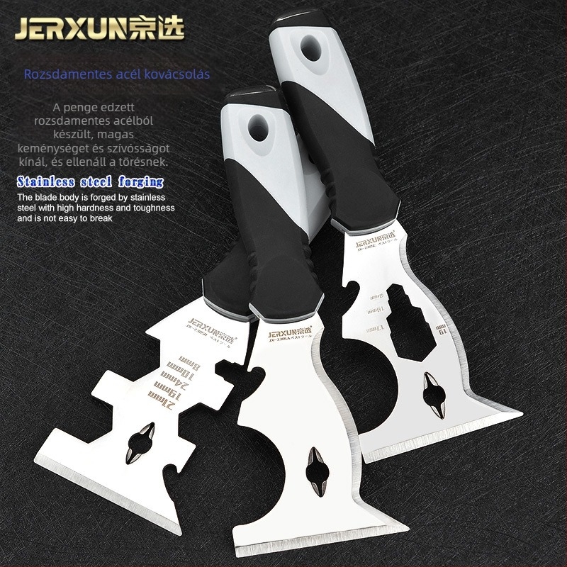 Rozsdamentes acél glettkés, többfunkciós vastag spatula gletteléshez és vakoláshoz, márka JERXUN