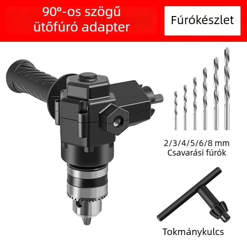 90°-os sarkú adapter fúróhoz és csavarozóhoz – többfunkciós univerzális bit-tartó