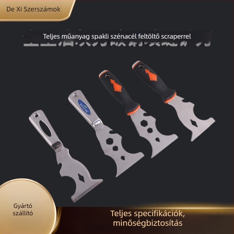 Glettkés műanyag markolattal, 9-in-1 rozsdamentes acél spatula, tartós