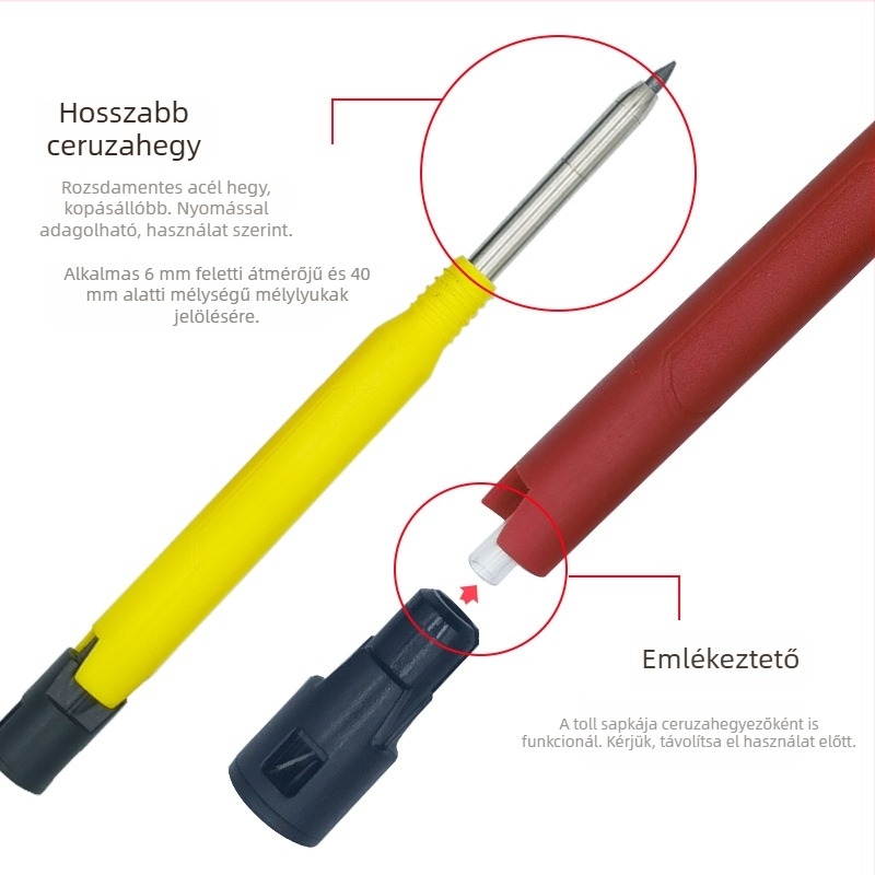 Egyedi mélyfurat jelölő ceruza fémdarabbal, famegmunkáláshoz, mechanikus fúráshoz, több színű hosszú patronok