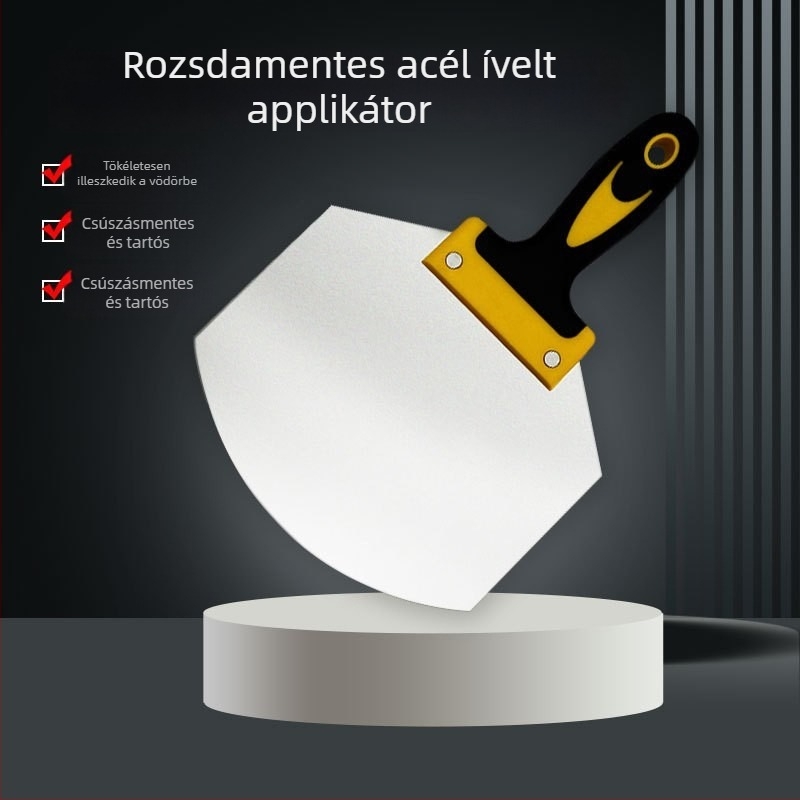 Rozsdamentes acél glettelő kés és készlet görbült glettdeszkával