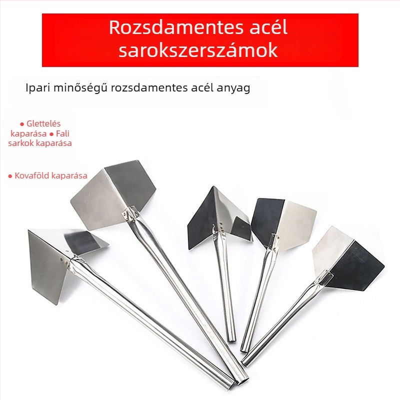 Rozsdamentes acél Yin‑Yang sarokeszköz diatomás habarcs felhordásához, gletteléshez és festéshez