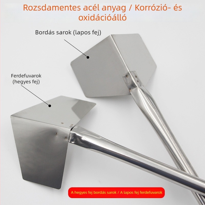 Rozsdamentes acél Yin‑Yang sarokeszköz diatomás habarcs felhordásához, gletteléshez és festéshez