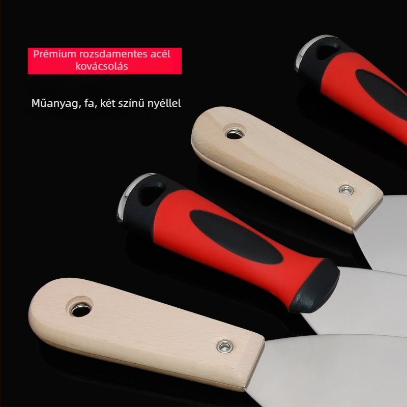 Glettkés rozsdamentes acél penge, nyél fa vagy műanyag, Sorozat: Putty Knife