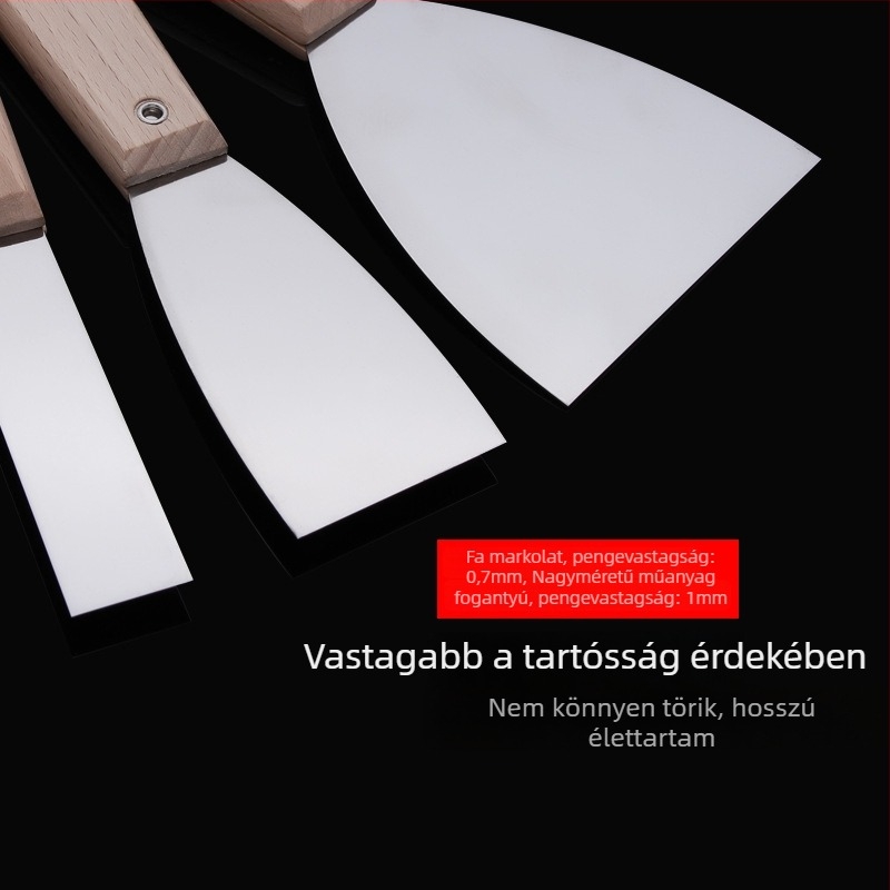 Glettkés rozsdamentes acél penge, nyél fa vagy műanyag, Sorozat: Putty Knife