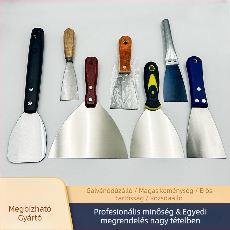 Glettvas vastag pengével, rozsdamentes acél, műanyag nyél, Premium Long Handle Thick Putty Knife modell, a falak gletteléséhez