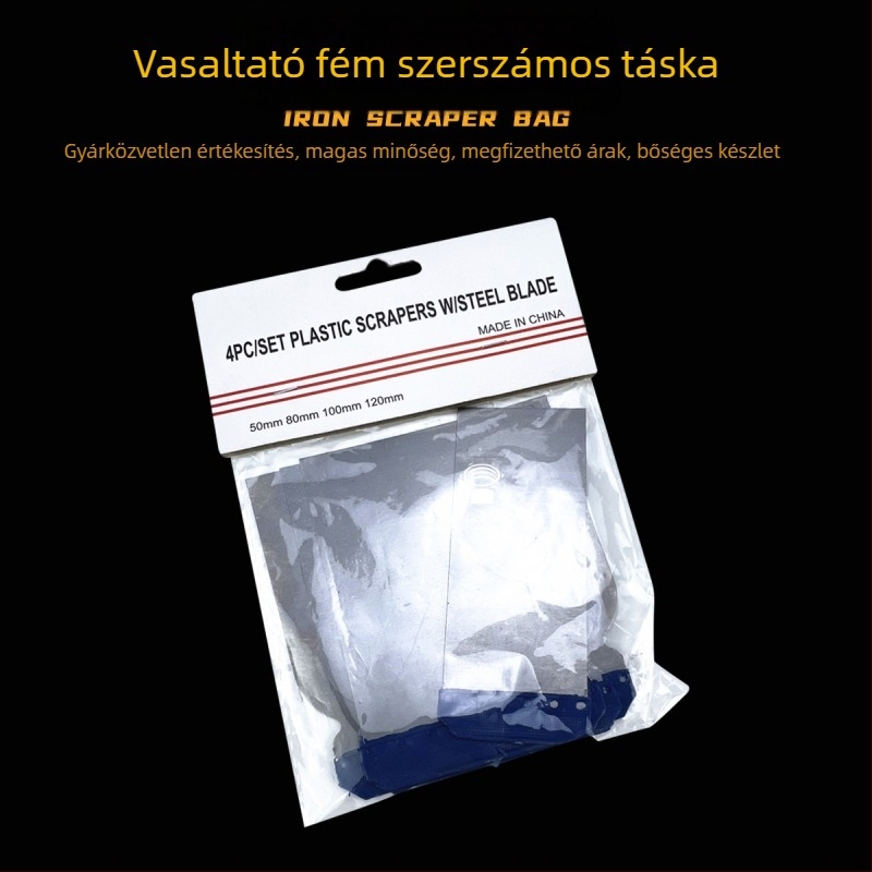 4 darabos glettkés készlet falak tisztításához és gletteléséhez, pengék vaslemezből