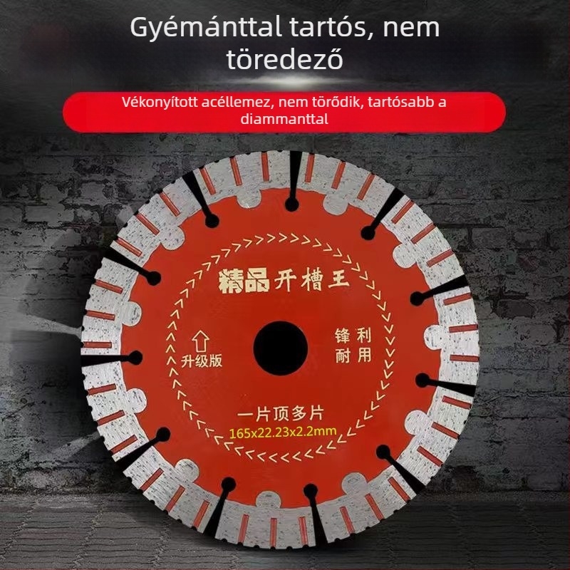 Ji Rui Gyémánt vágókorong betonhoz – falcsatornázáshoz, slotolt, modell 165x22.23x2.2mm, szinterelés