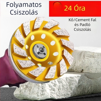 Gyémánt csiszolókorong betonhoz, kőhöz, cementhez és márványhoz; kompatibilis szögcsiszolóval és padlógéppel; polírozási képesség