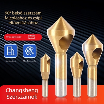 4-darabos egységrés készlet élkiemelő szerszám, 90° countersink bitek, gyorsacél kobalttal, titán bevonat