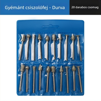 20 darabos durva gyémánt csiszolófej készlet jade, üveg, kerámia és fém gravírozásához