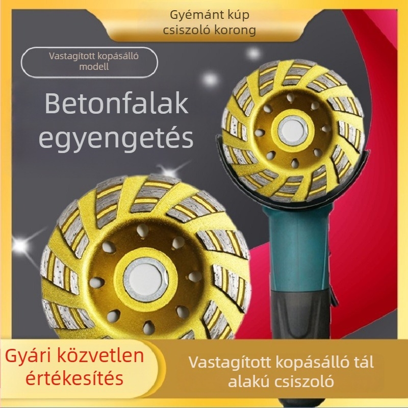 Gyémánt tál alakú csiszolókorong betonhoz (Márka: Strong; Modell: Large clumping; Gyártási folyamat: Sintered; Alkalmas betonfeldolgozásra)