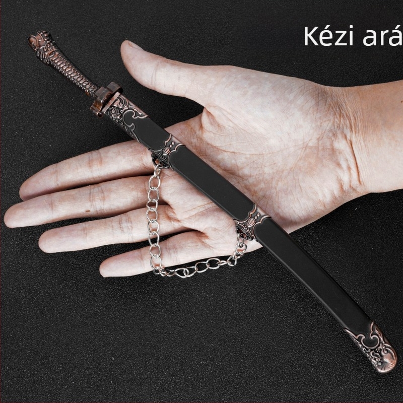 Ősi kés Ming-dinasztiából, Yanling fémmodell, Qi család fegyverének replika, dekoratív ötvözet, 25 cm