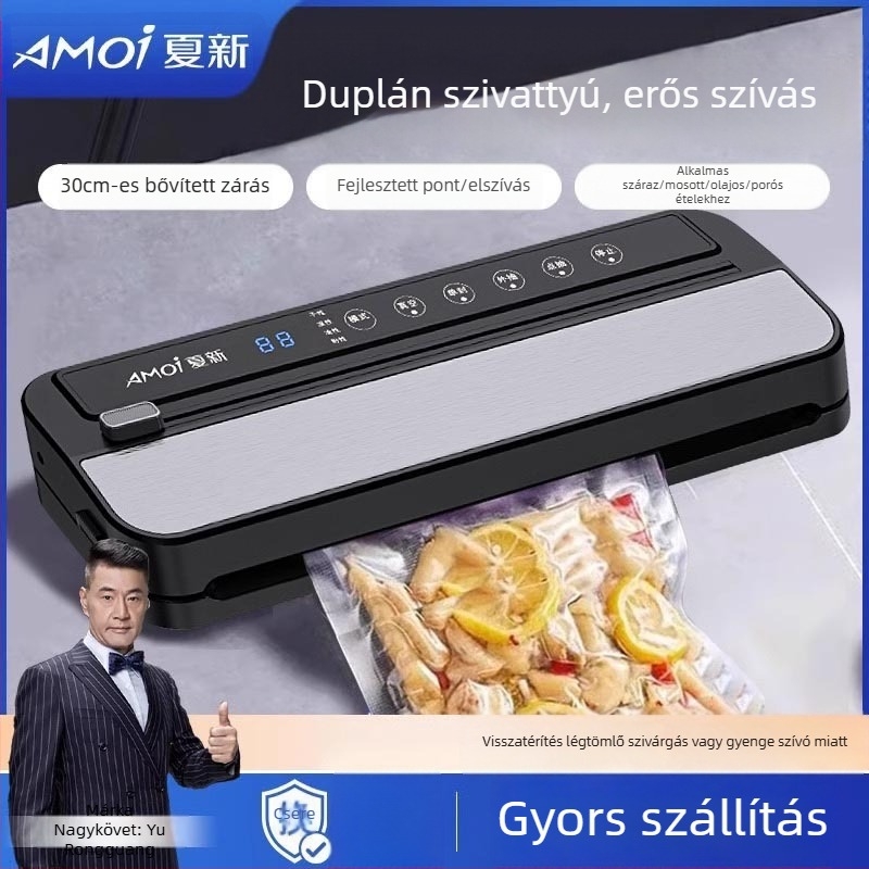 Kétpumpás automata vákuumzáró gép, száraz és nedves zárásra, kompakt otthoni modell