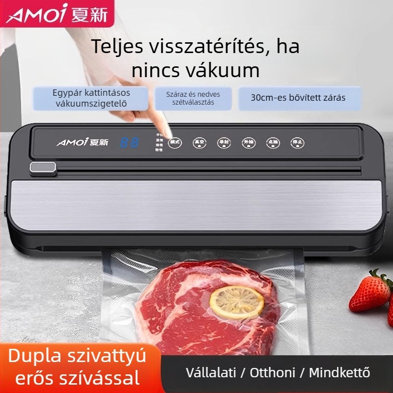 Kétpumpás automata vákuumzáró gép, száraz és nedves zárásra, kompakt otthoni modell
