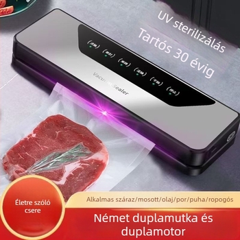 Teljesen automata vákuumzáró gép otthoni használatra - kompakt - műanyag zárás - készülékház: fluor-titán lemez - Kapacitás 500 ml alatt