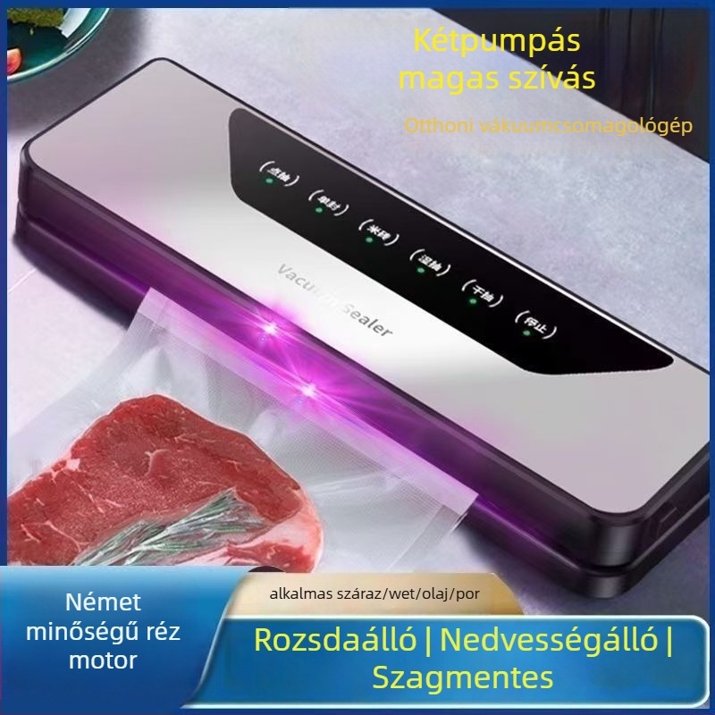 Teljesen automata vákuumzáró gép otthoni használatra - kompakt - műanyag zárás - készülékház: fluor-titán lemez - Kapacitás 500 ml alatt