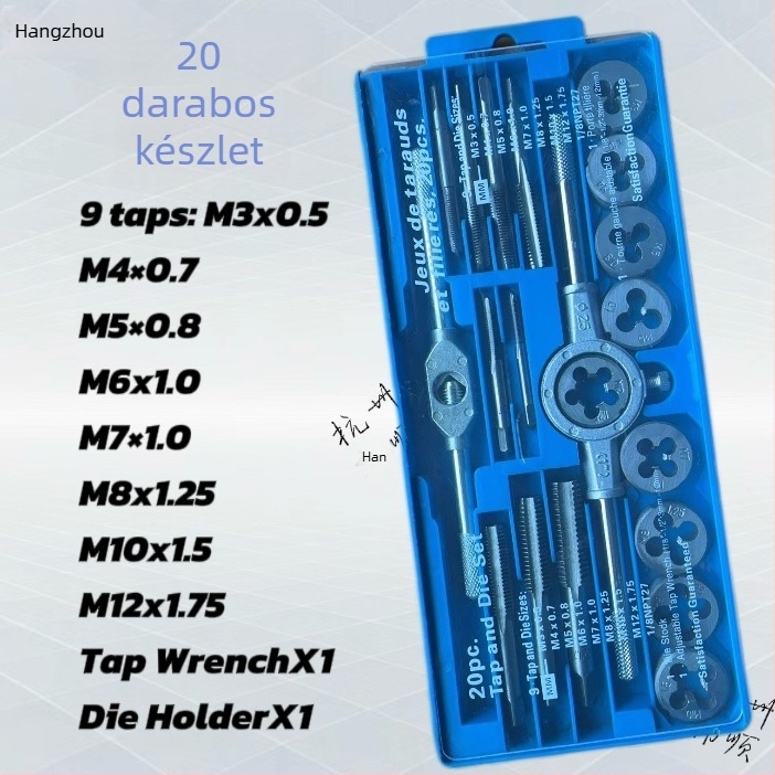 20 részes menetkészlet PPR csövekhez, szénacél alkatrészek, menetoló eszközök, finom menet