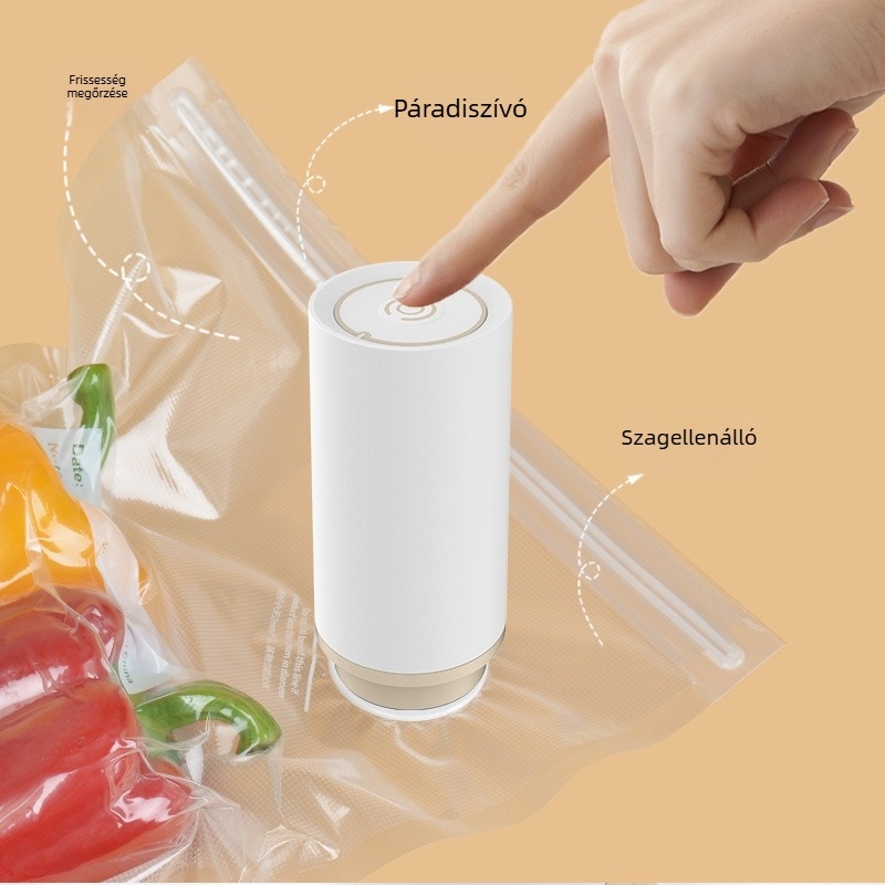 VP905 újratölthető vákuumzáró készülék — hordozható, USB táplálás, 5W, 4V, ABS ház, kapacitás 1501–2000 ml