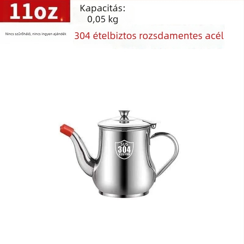 Rozsdamentes acél olajtartó, szivárgásmentes kiöntő és szűrő a konyhának