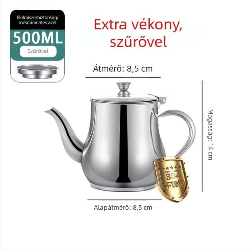 Rozsdamentes acél olajtartó, szivárgásmentes kiöntő és szűrő a konyhának