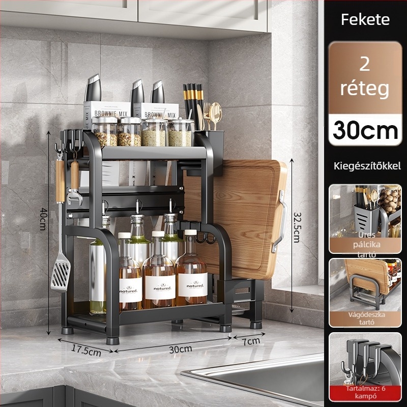 Konyhai fűszerező polc, vasból készült, modern minimál stílus, fúrás nélküli telepítés, Yongkang eredet