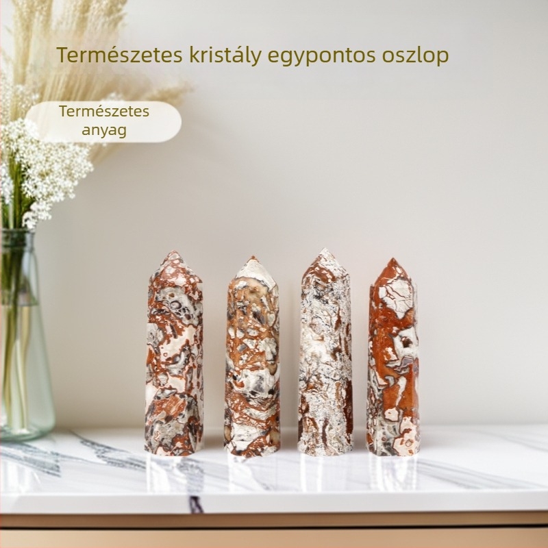 Természetes achát kristály, hexagonális prisma egycsúcsú oszloppal, dekoratív féldrágakő kristály