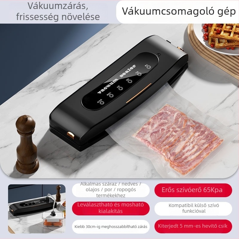 Élelmiszer vákuumzáró készülék - HY-ZKJ002, 110W, 100-220V, ABS ház, vákuumozás és lezárás