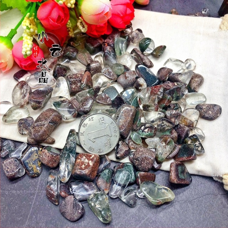 100 g természetes piros-zöld kavics akváriumhoz és bonsaihoz, nagy szemcék