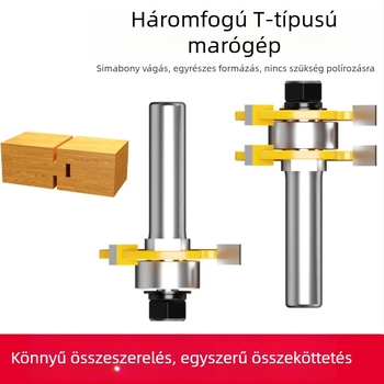 Faith fa maró, háromfogú T-típusú mortise és tenon maró, panel- és padlómegmunkáláshoz, 2 darabos készlet