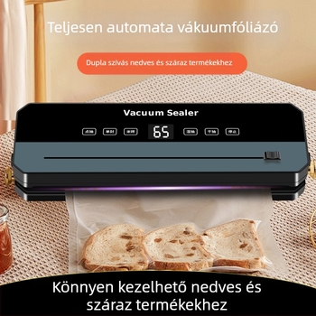Vákuumzáró gép vágó típusú, modell B, ABS ház; funkciók: vákuum és műanyag tömítés; teljesítmény 120W, feszültség 220V