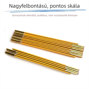 Összecsukható fa vonalzó, tíztagú, 2 m hosszú, faipari mérőeszköz