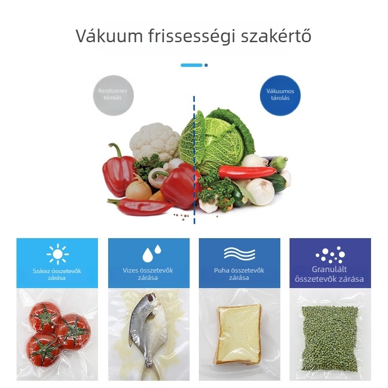 Vákuumzáró gép ZF-161, 110W, AC 100–240V, ABS anyag, 1,1 kg