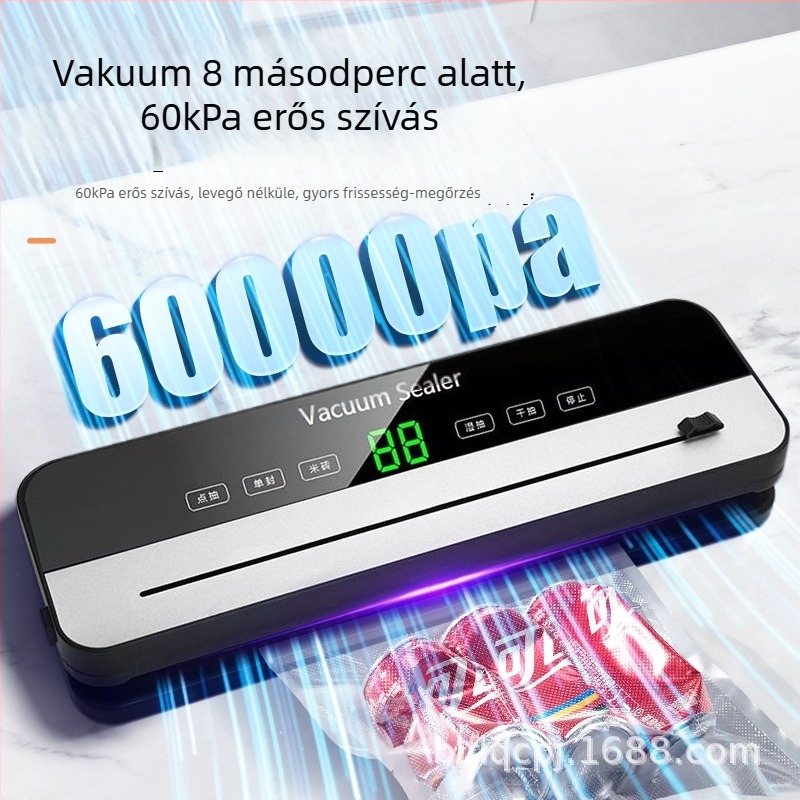 Késes vákuumcsomagoló gép, ABS ház, 200 W, 220 V, kapacitás 2000 ml felett