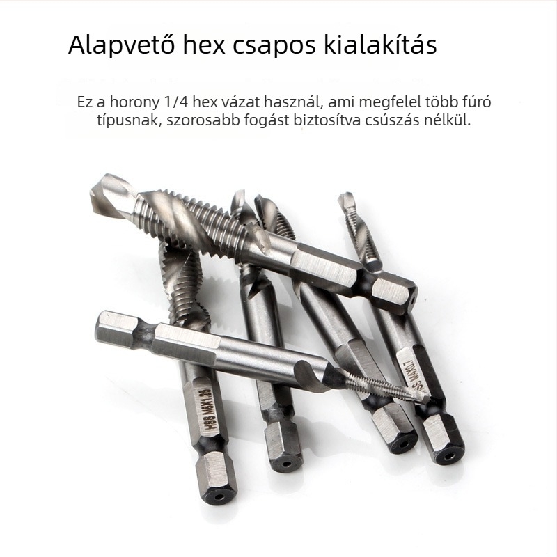 Ke-Zhi De: Kombinált fúró- és menetfúró eszköz hatszögletű tengellyel, M3–M10, 0,5 kg
