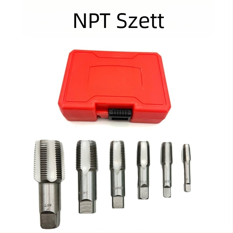 NPT menetvágó készlet csőmenet javítására, 5- vagy 6-darabos készlet, bearing steel
