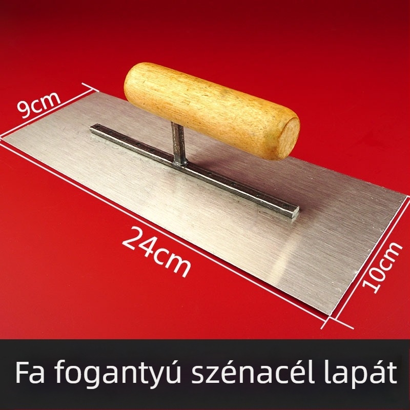 Glettvas fa fogantyúval, sík pengével, 0,5 mm vastagságú, vakolási és falazási feladatokhoz