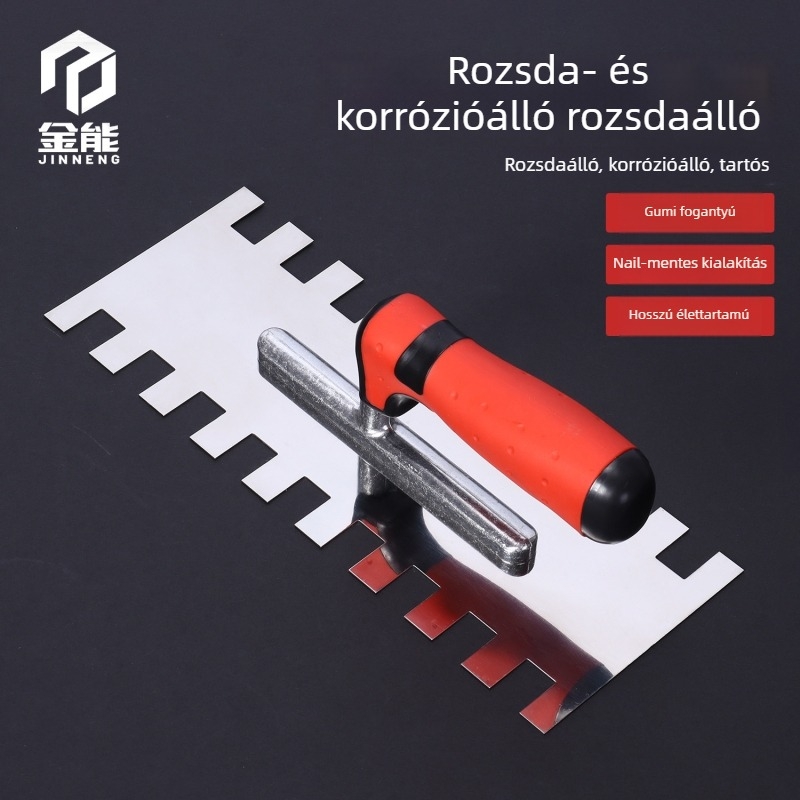 Rozsdamentes acél simítókanál négyszögletes fogakkal belső dekorációhoz és építkezéshez, márka Taineng