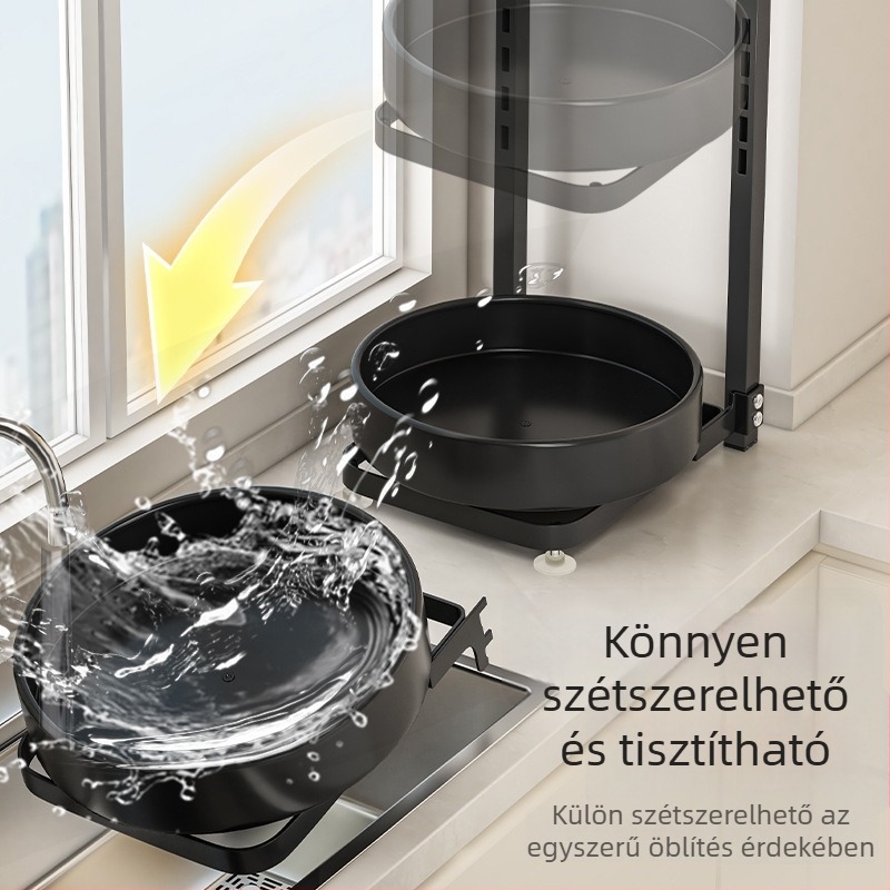 Forgó fűszertároló állvány konyhai pultra, sarokban, többfunkciós tároló