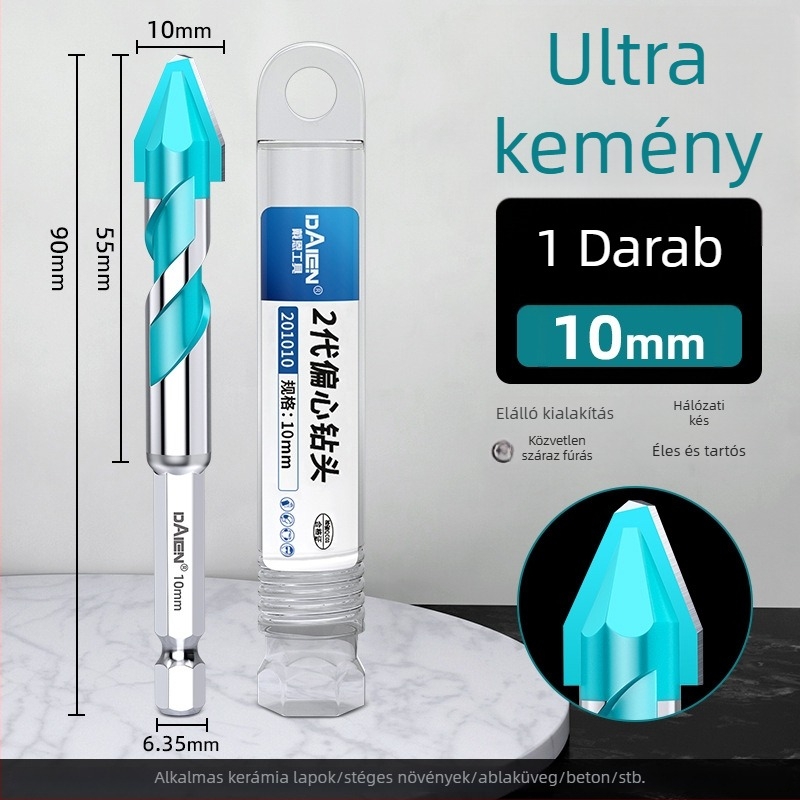 Dane Tools excentrikus fúrófej ferde fejjel extrém kemény csempék, beton és üveg fúrására — kézi fúróval kompatibilis