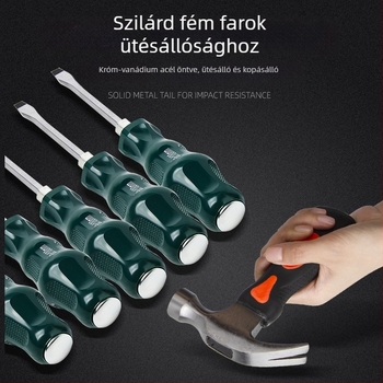 Mágneses és izolált csavarhúzó készlet Cr-Mo acélból, 0,2 kg, tartalmaz Phillips, lapos és Torx fejűek
