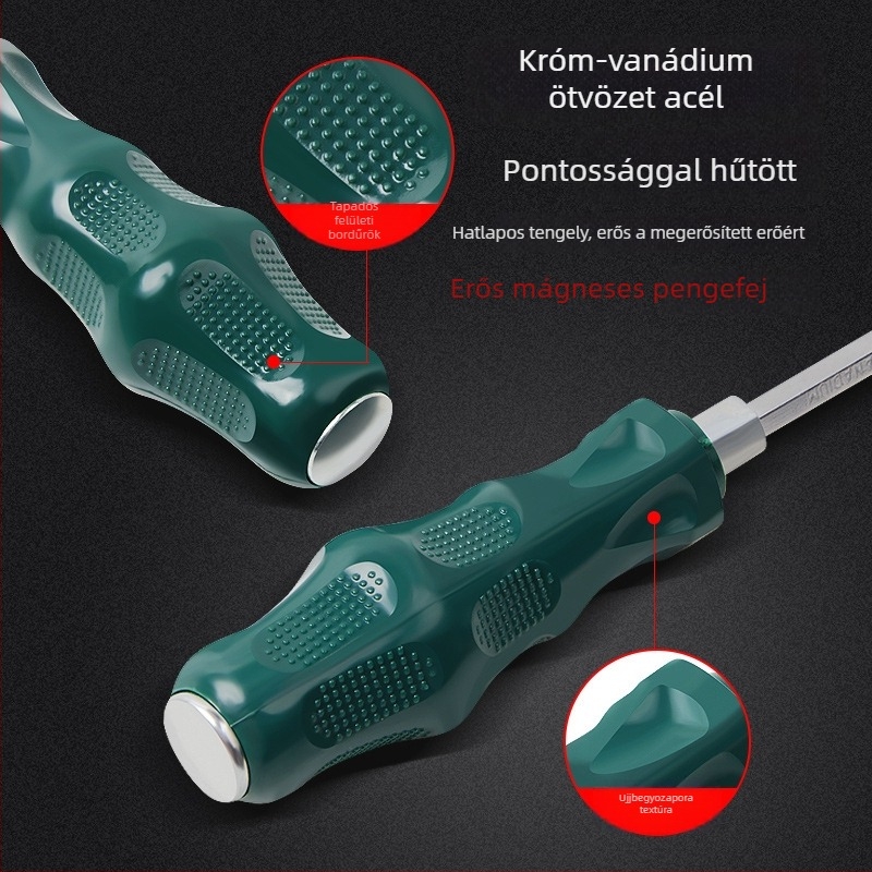Mágneses és izolált csavarhúzó készlet Cr-Mo acélból, 0,2 kg, tartalmaz Phillips, lapos és Torx fejűek