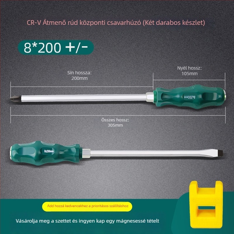 Mágneses és izolált csavarhúzó készlet Cr-Mo acélból, 0,2 kg, tartalmaz Phillips, lapos és Torx fejűek