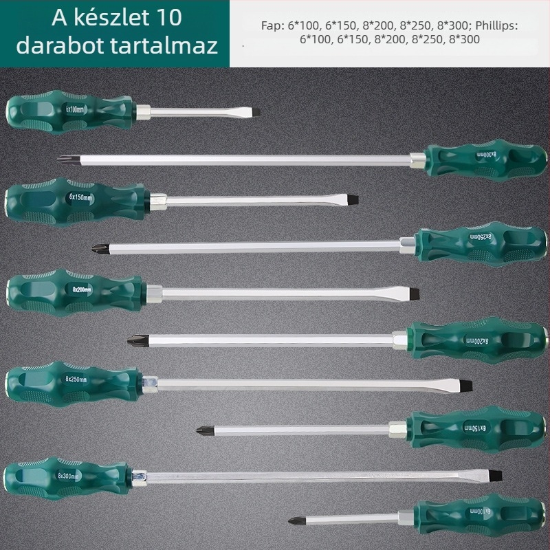 Mágneses és izolált csavarhúzó készlet Cr-Mo acélból, 0,2 kg, tartalmaz Phillips, lapos és Torx fejűek